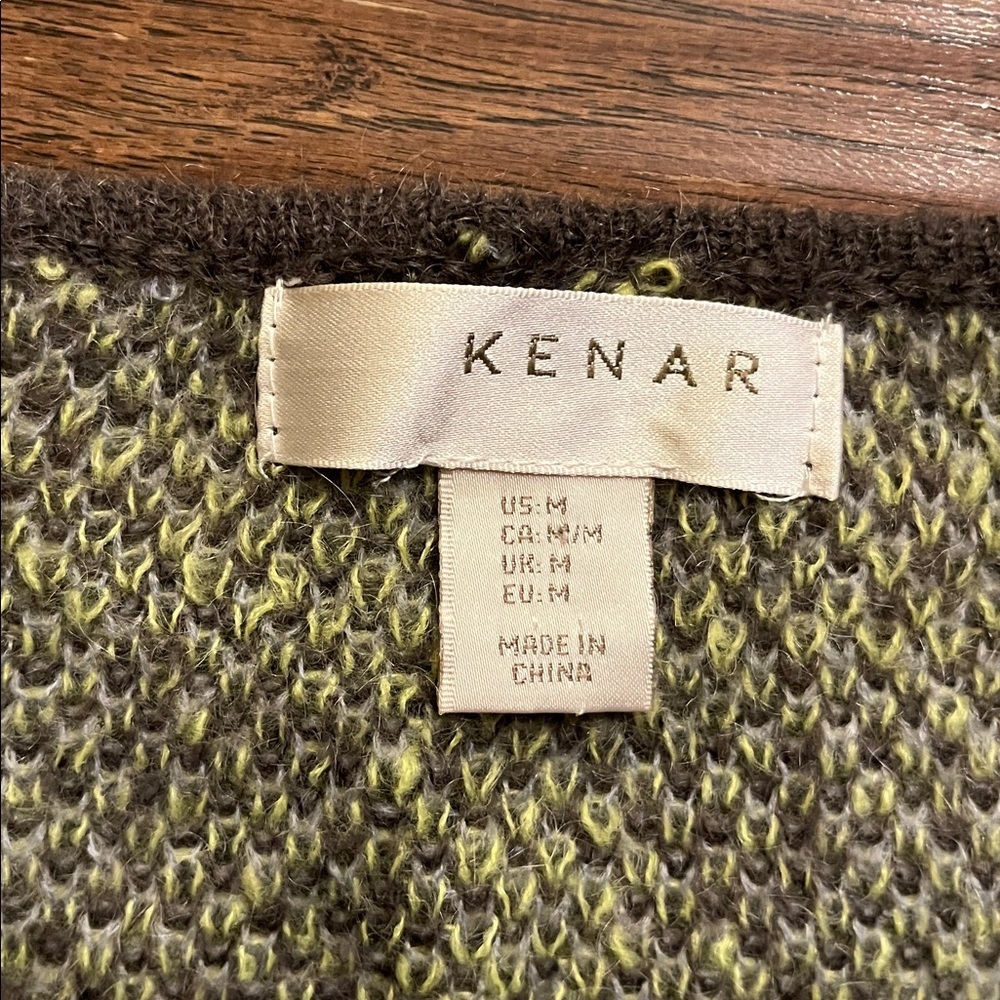 KENAR Green & Gray Plaid Mohair Blend Tunic Sweater Size M - Picture 2 of 7